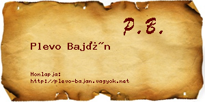 Plevo Baján névjegykártya
